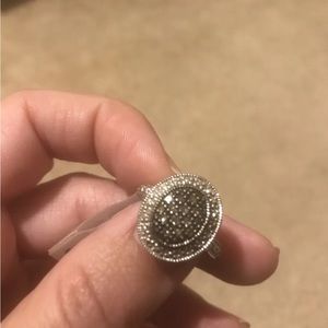 Genuine champagne diamonds sterling silver ring in size 5